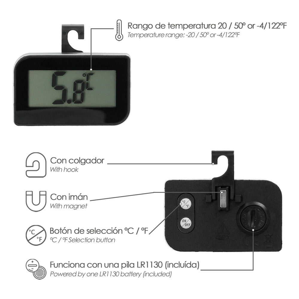 Waterproof Refrigerator Freezer Thermometer