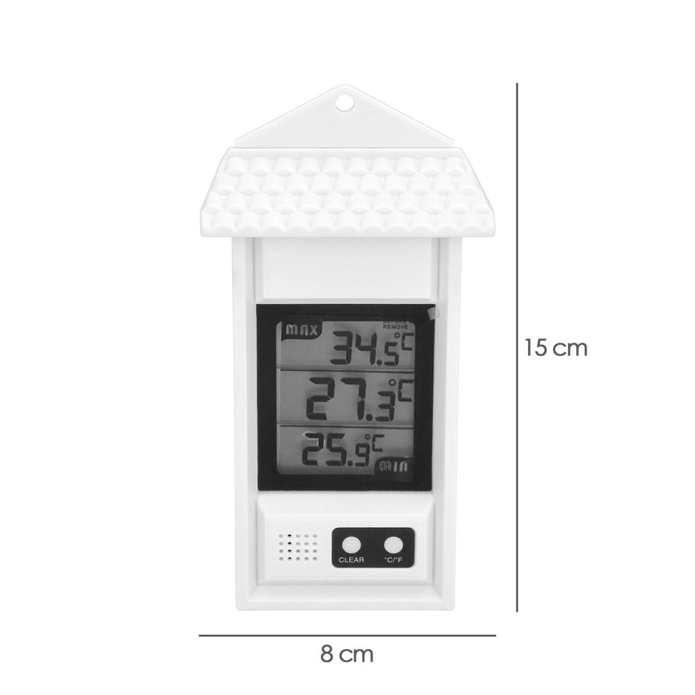 Termómetro digital interior/exterior com indicador de temperatura máxima e mínima