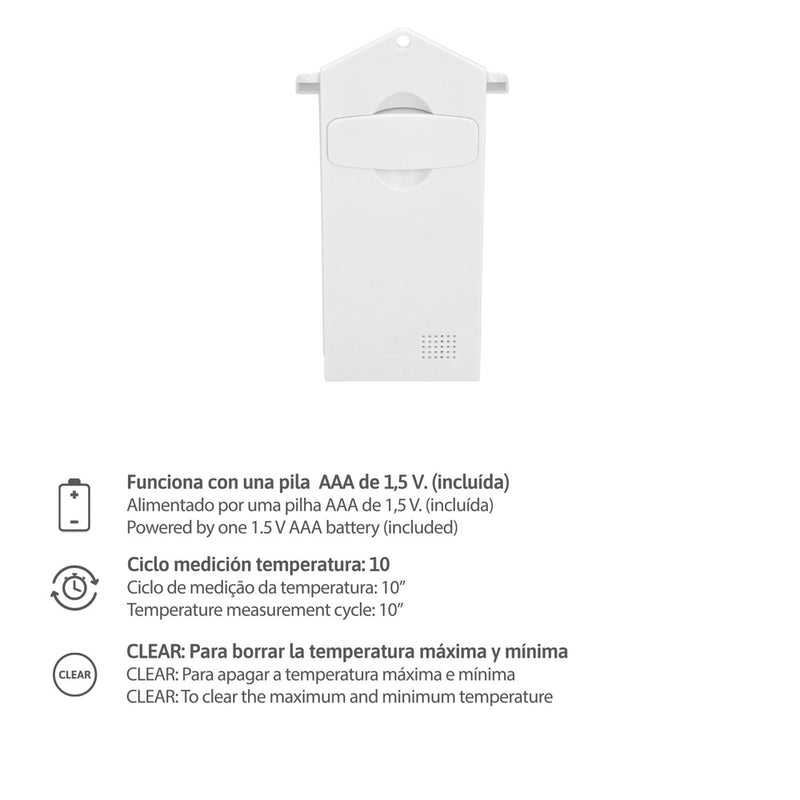 Termometro digital interiores / exteriores con indicador de temperatura maxima y minima