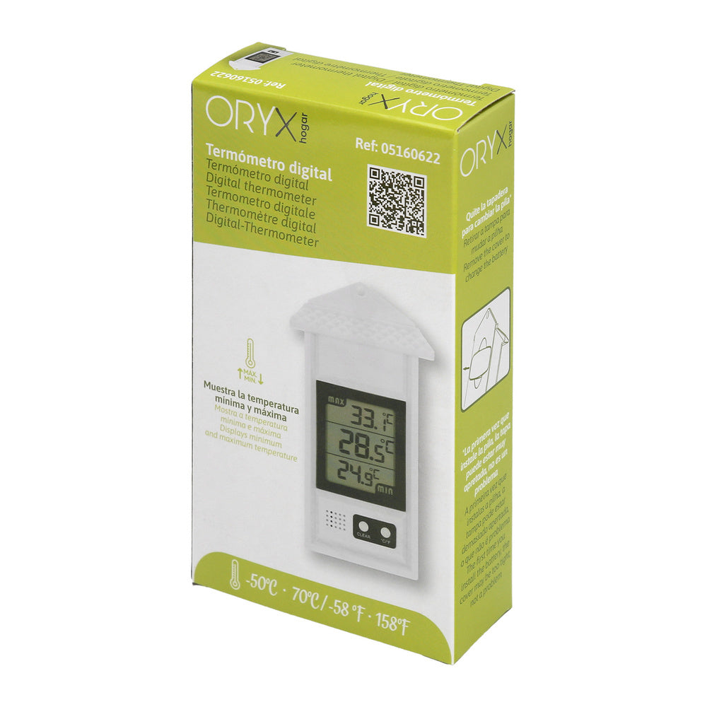 Termómetro digital interior/exterior com indicador de temperatura máxima e mínima