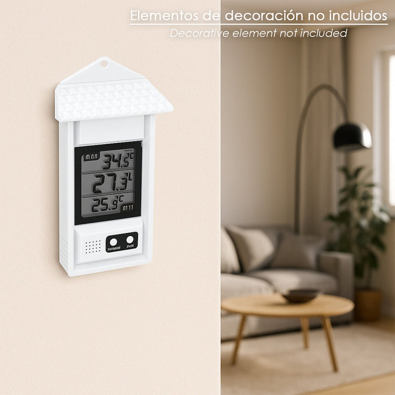 Termometro digital interiores / exteriores con indicador de temperatura maxima y minima