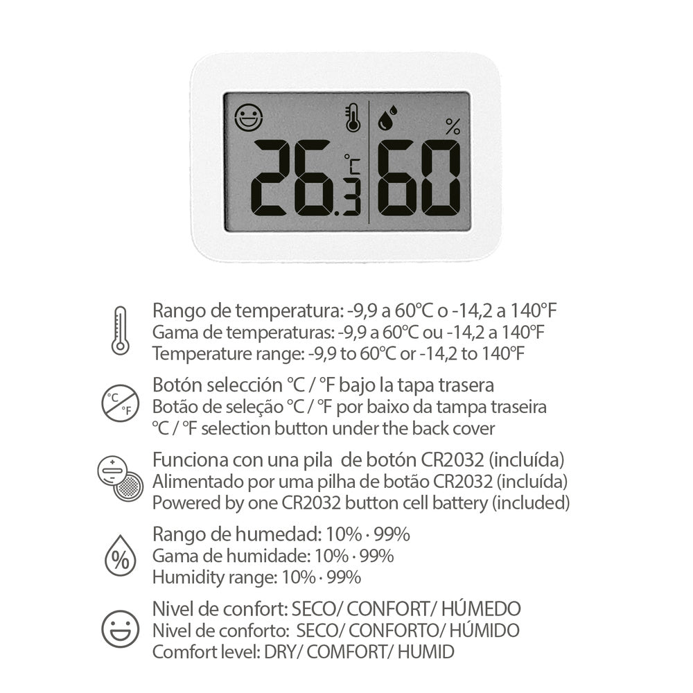Termómetro digital con indicador humedad