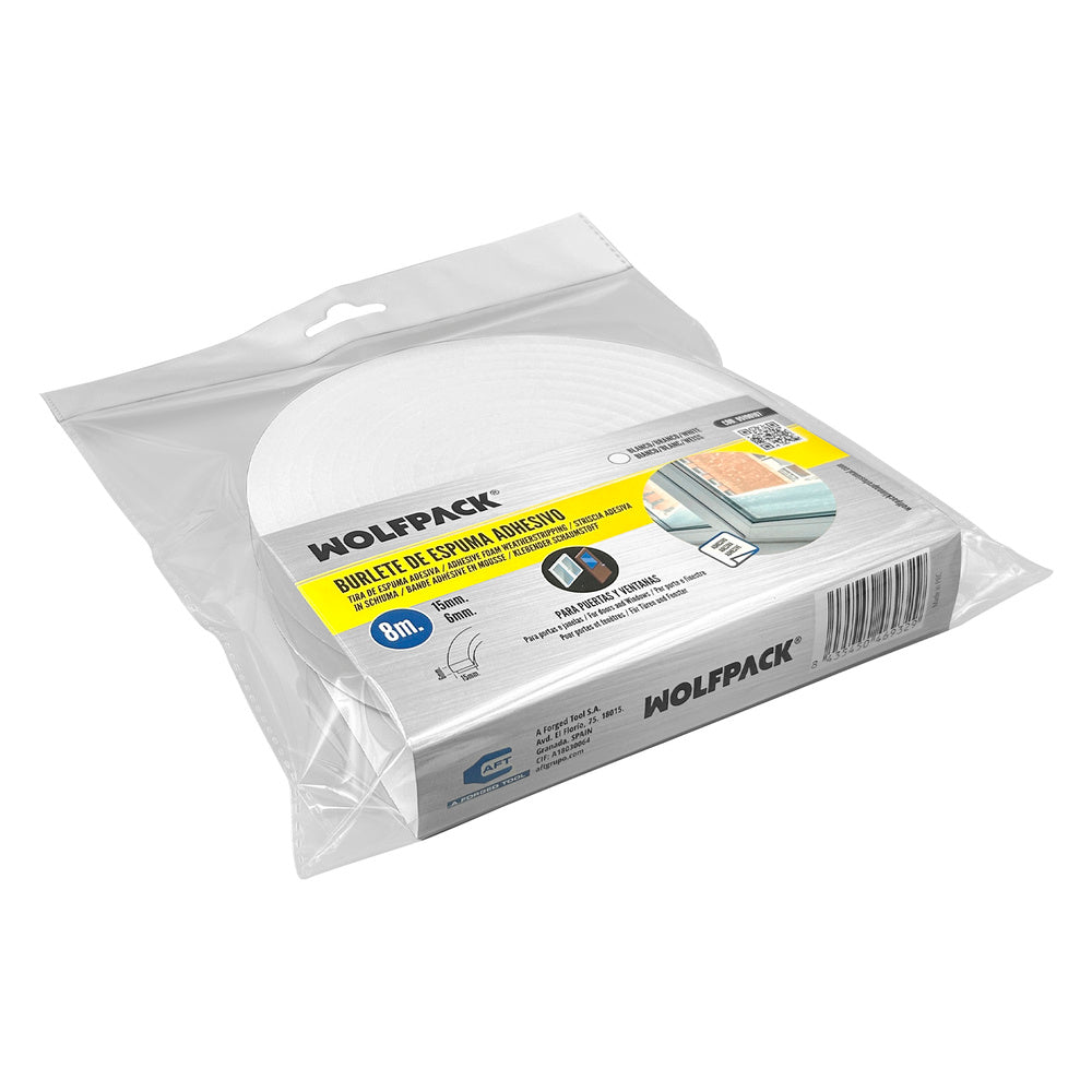Foam weatherstrip 8 m x 6 mm x 15 mm