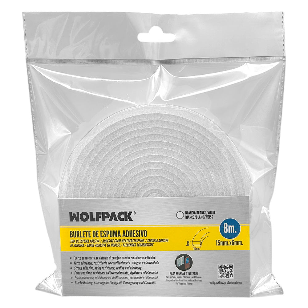 Foam weatherstrip 8 m x 6 mm x 15 mm