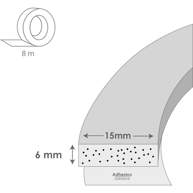 Burlete espuma 8 m. x 6 mm. x 15 mm