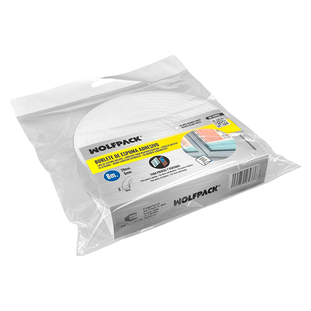 Foam weatherstripping 8 m x 6 mm x 20 mm