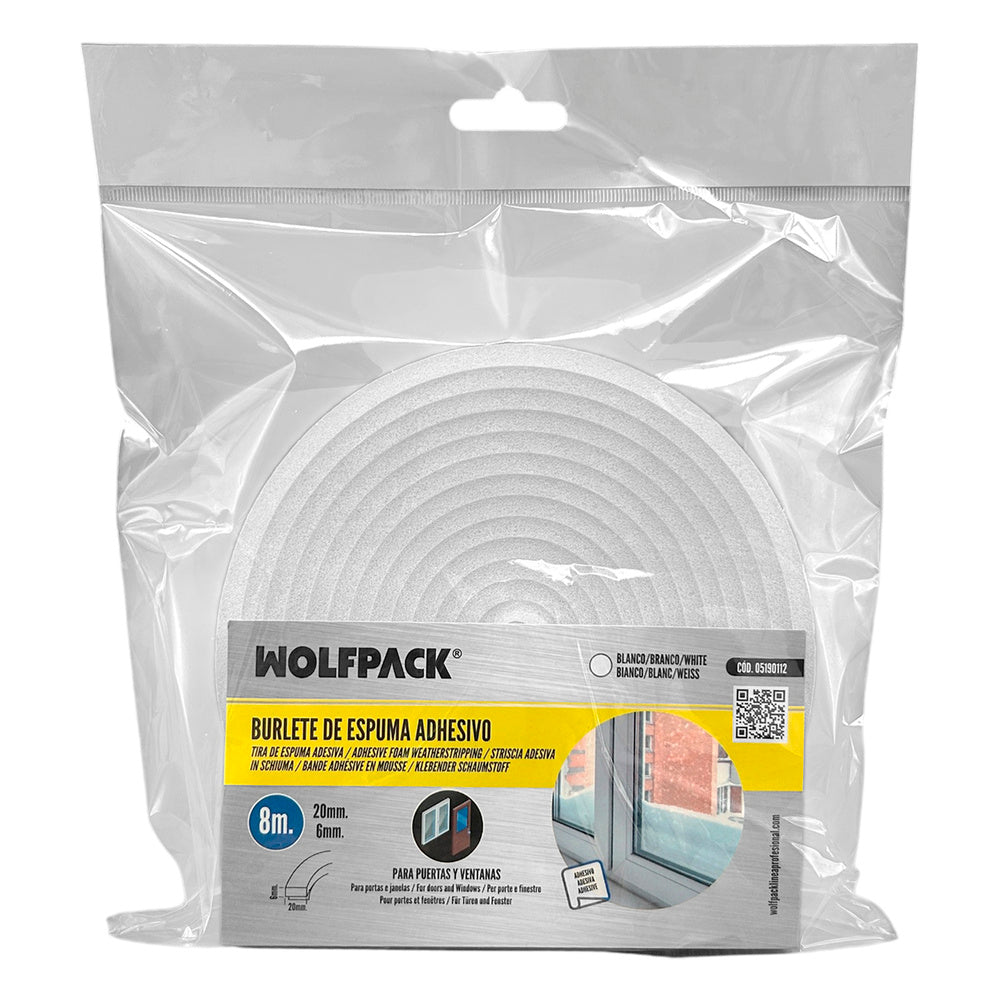 Foam weatherstripping 8 m x 6 mm x 20 mm
