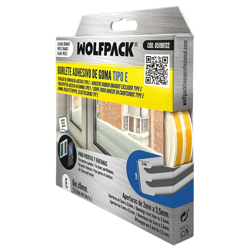 Burlete elástico "e" 6 m. x 9 mm. blanco