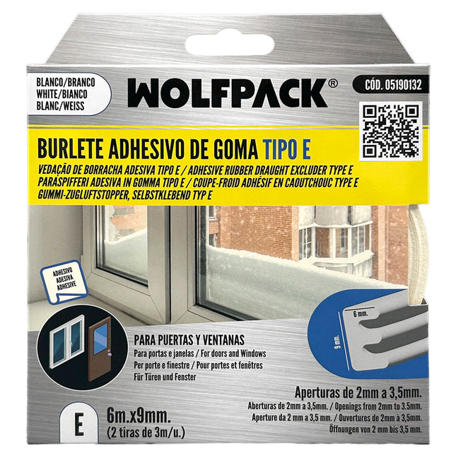 Burlete elástico "e" 6 m. x 9 mm. blanco