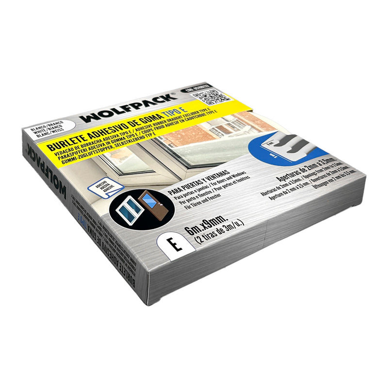 Burlete elástico "e" 6 m. x 9 mm. blanco