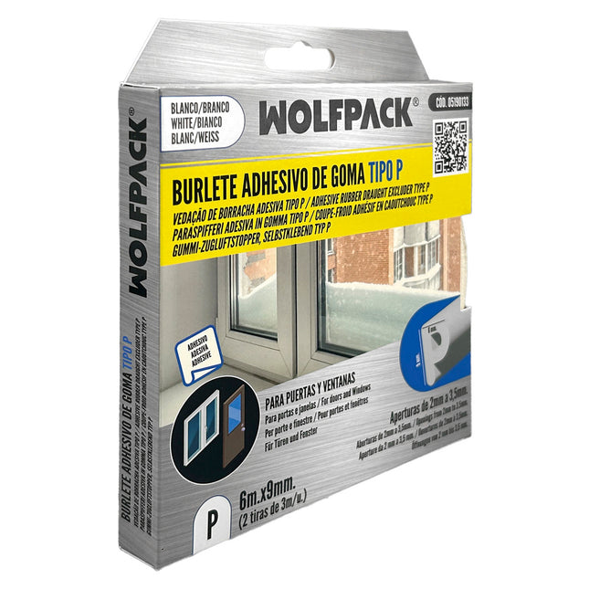 Burlete elástico "p" 6m. x 9mm. blanco