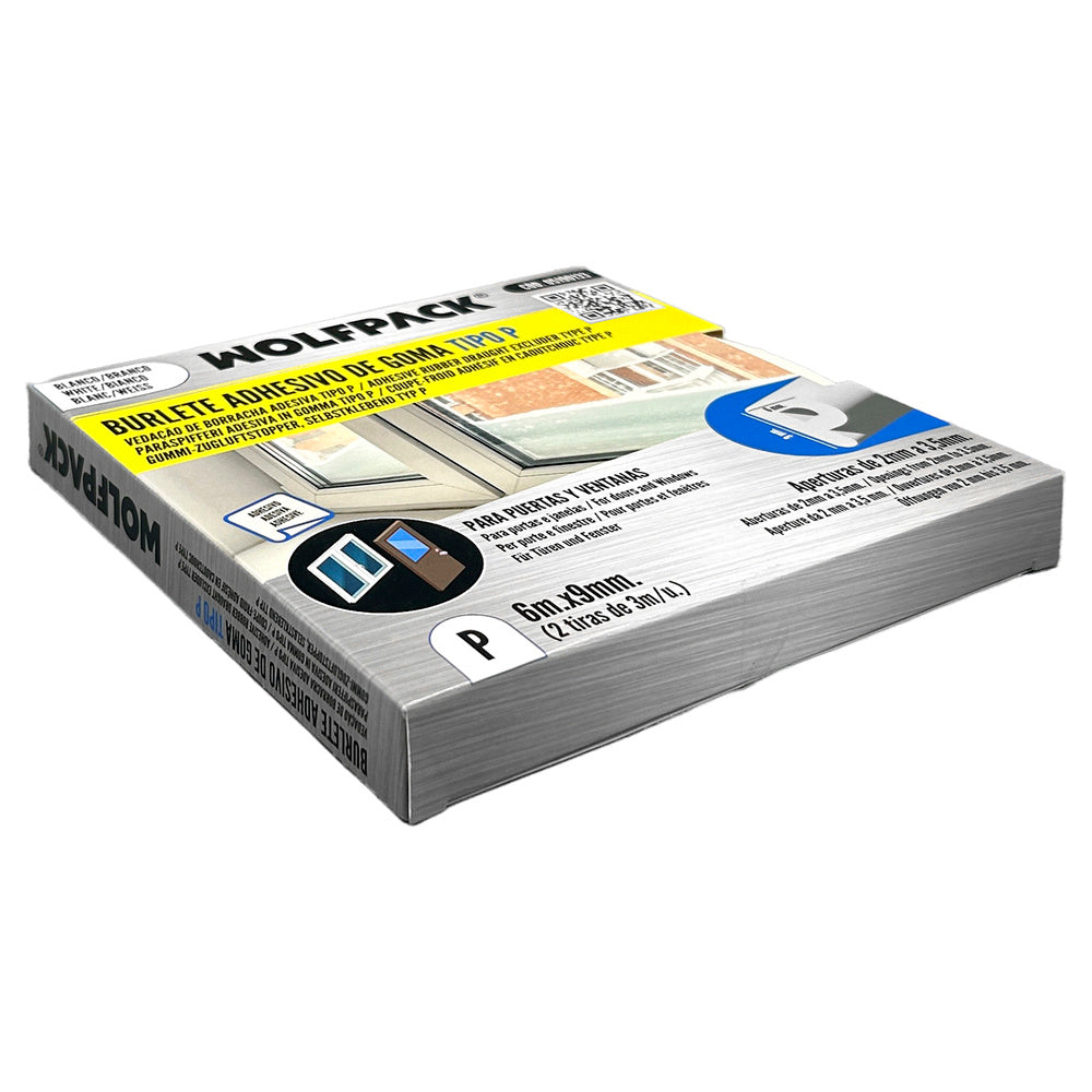 "P" type weatherstrip 6m. x 9mm white