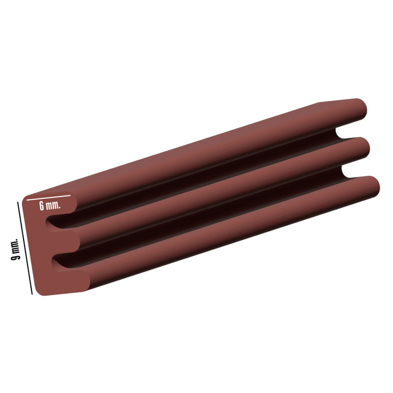 Burlete elástico "e" 6 m. x 9 mm. marrón