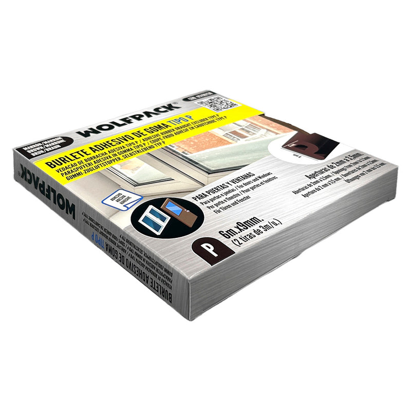 Burlete elástico "p" 6 m. x 9 mm. marrón