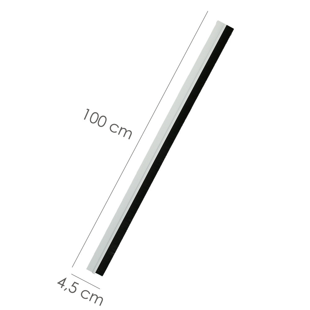 Burlete pvc con cepillo. Para puertas. Color blanco 1 metro