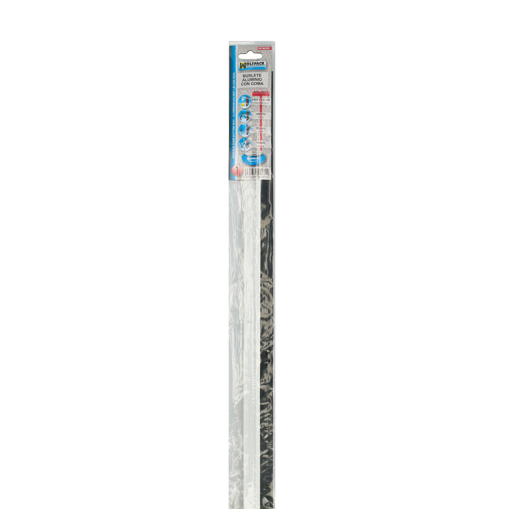 Burlete puerta aluminio  blanco con goma 1 metro