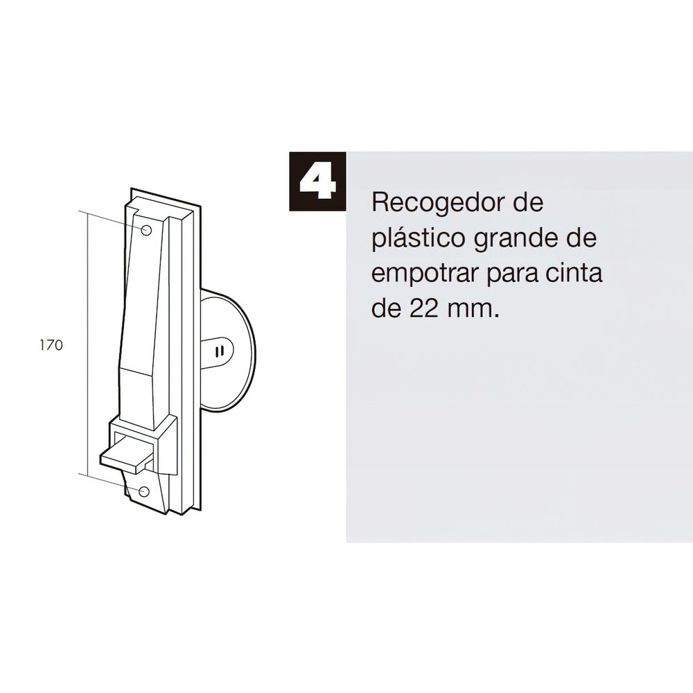 Enrolador de estores de plástico grande com fita de 22 mm