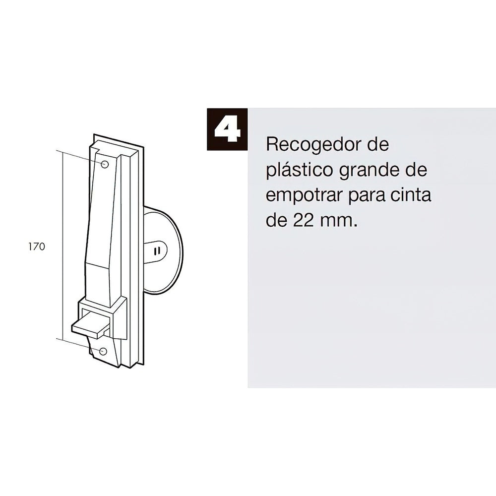 Enrolador de estores de plástico grande com fita de 22 mm