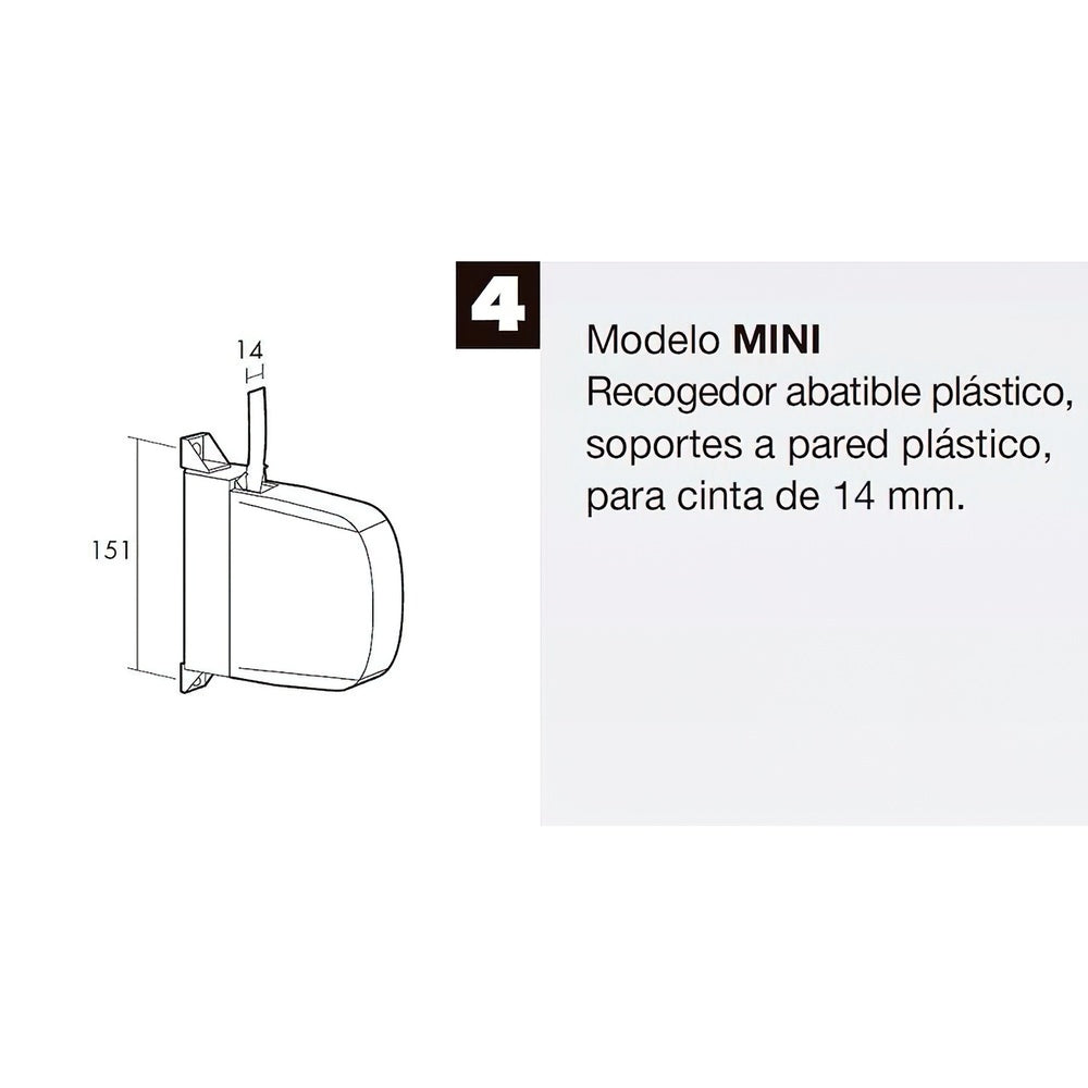 Mini enrolador de estore, 6 metros, dobrável, fita de 14 mm
