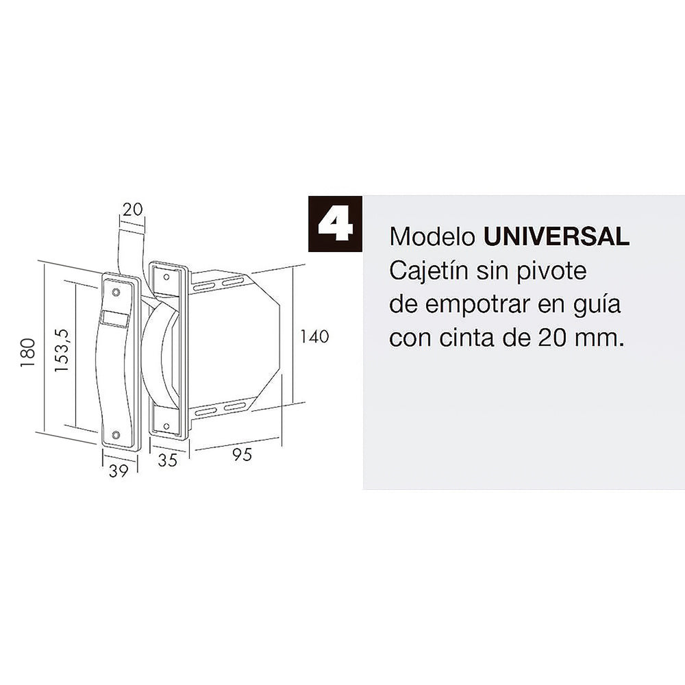 Enrolador universal branco para estores de enrolar com fita de 20 mm