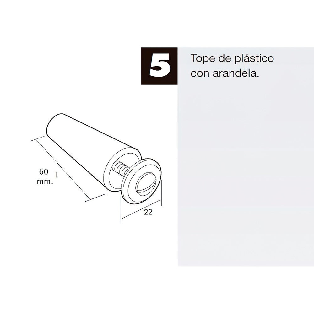 Blind stop with screw 60 mm ivory