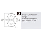 Disco persiana plástico. espiga metálica 136x40 mm cinta 14 mm