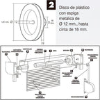 Disco persiana plástico. espiga metal 120x40 mm cinta 18 mm