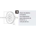 Disco plástico. compacto para persianas. Rodamieto 120x40 mm para cintas hasta 20 mm