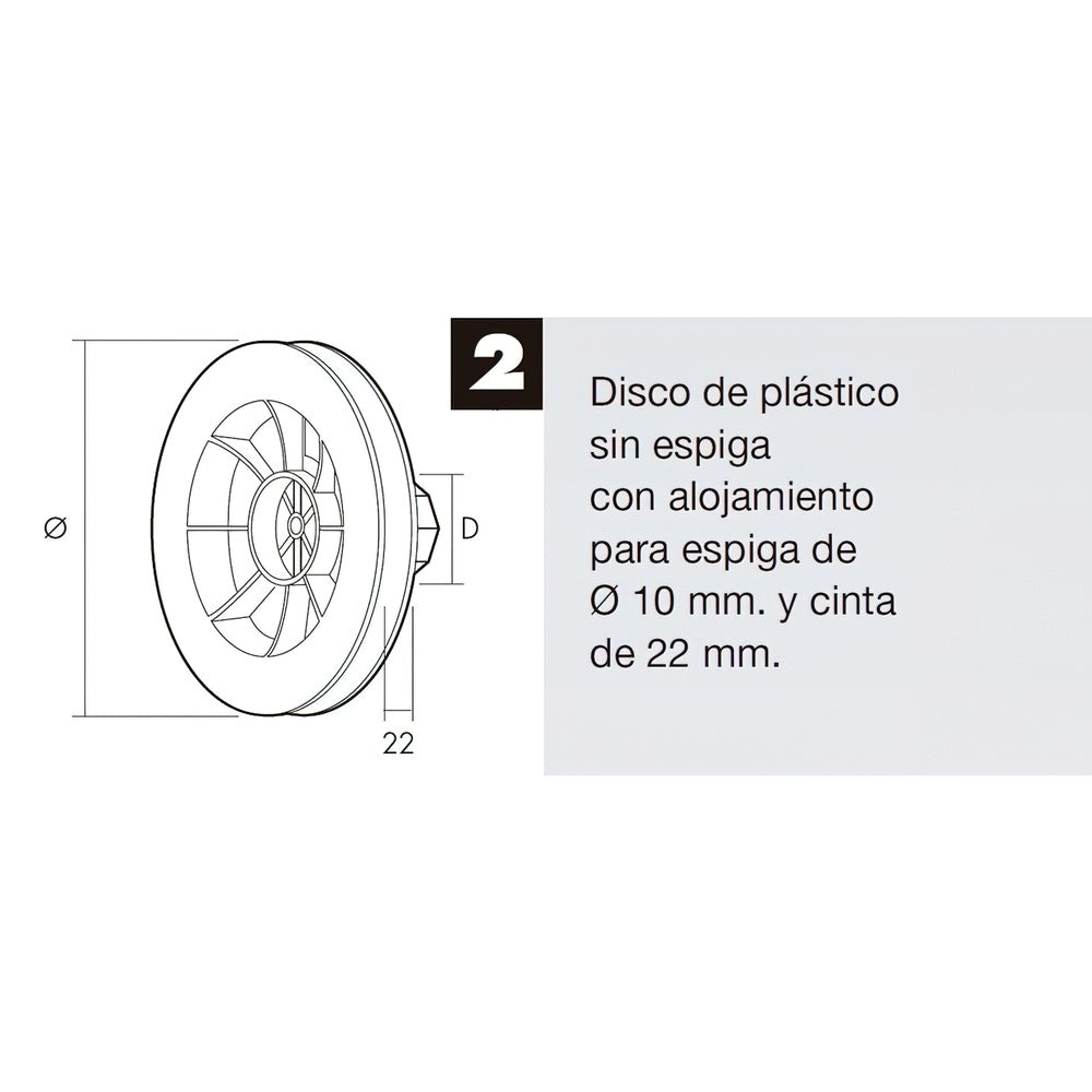 Disco persiana plástico. octogonal 160x60 mm cinta 22 mm