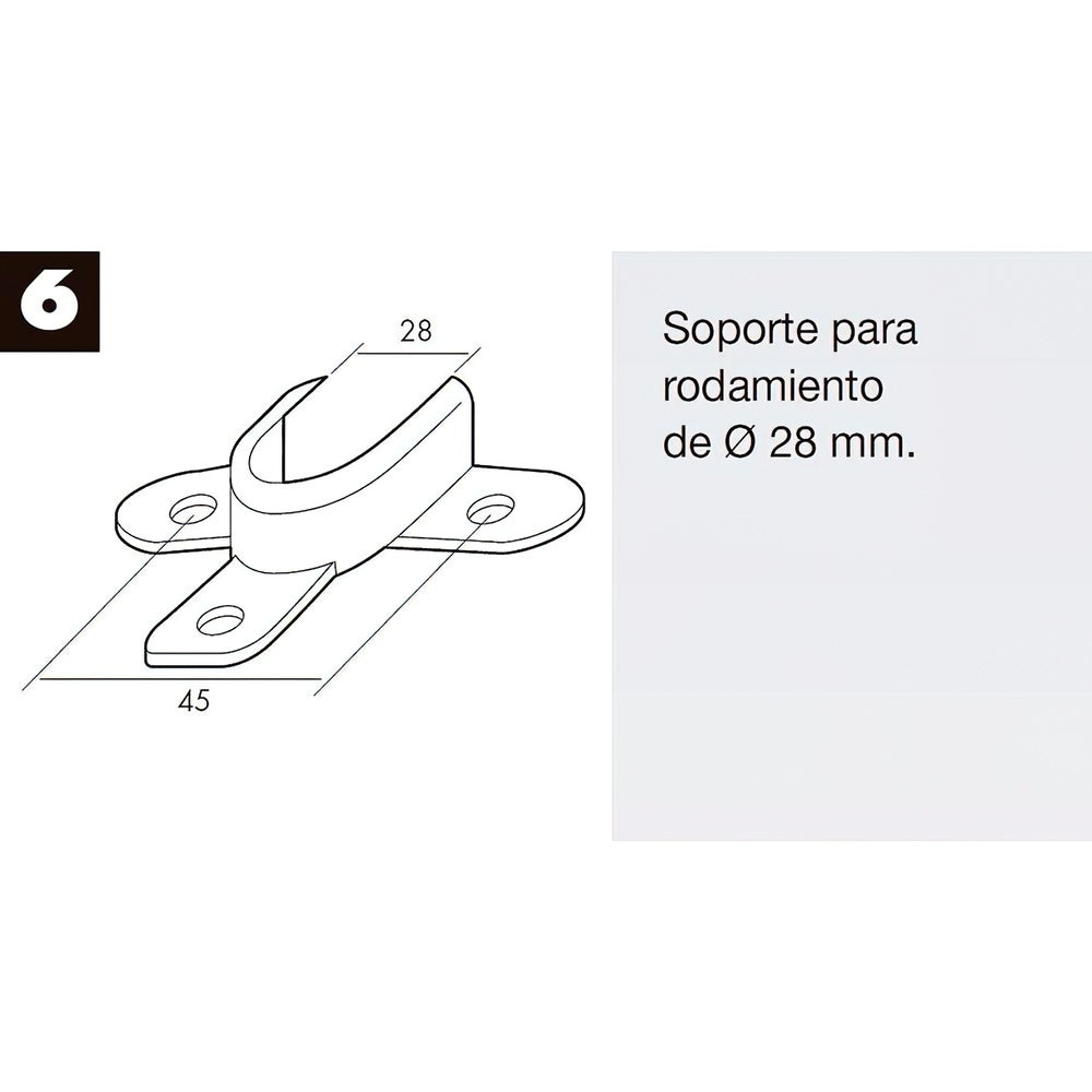 Zinc-plated bearing roller blind support 28 mm diameter