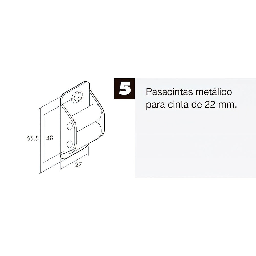 Roller shutter tape guide, galvanized, nylon roller, 22 mm tape