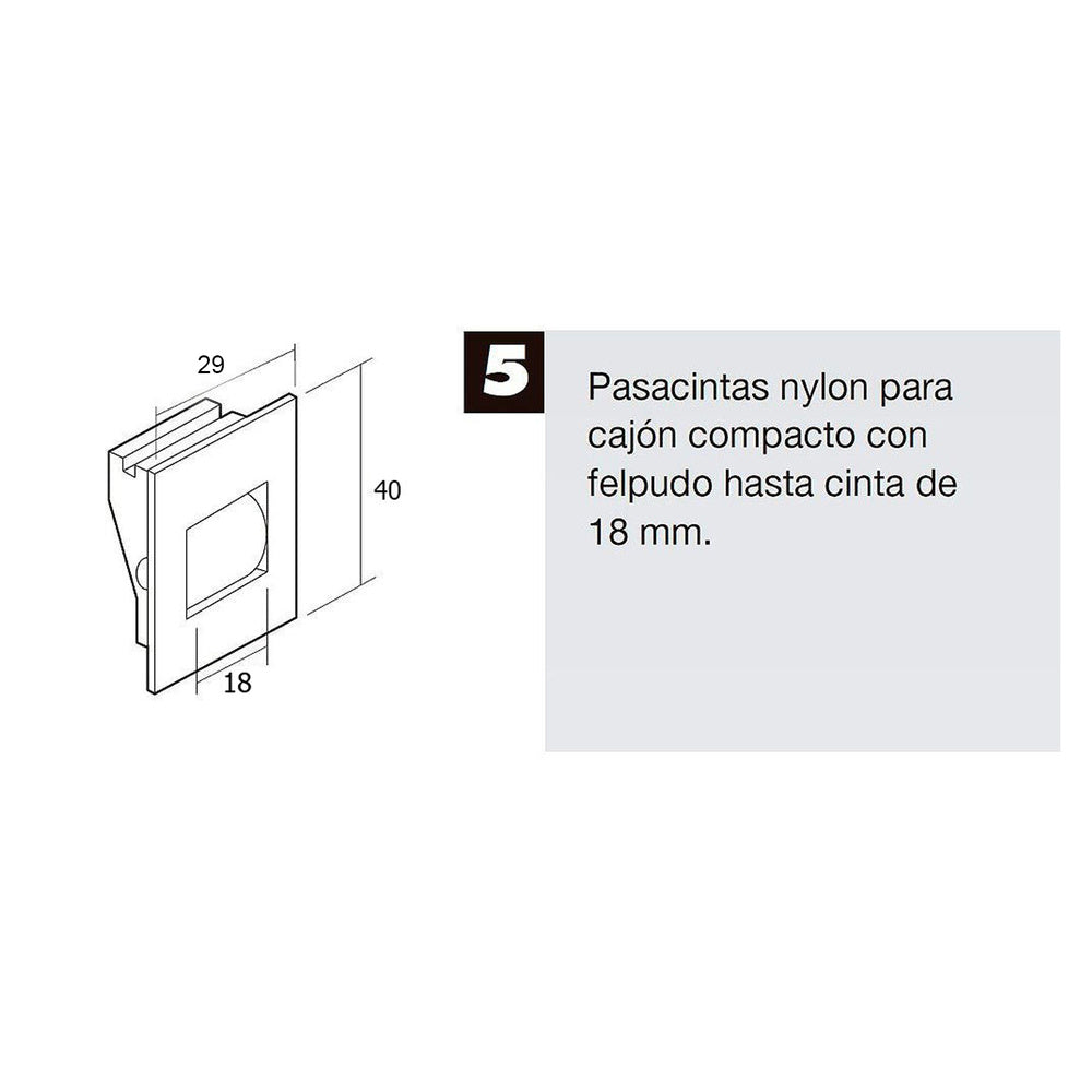 Pasacintas persiana compacto rodillos nailon cinta hasta 18 mm