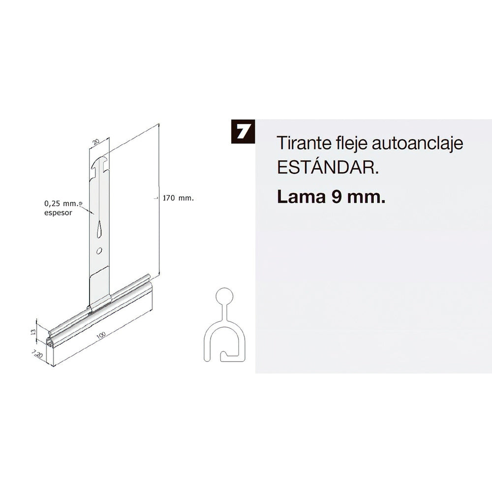 Tirante persiana autoanclaje standar 117