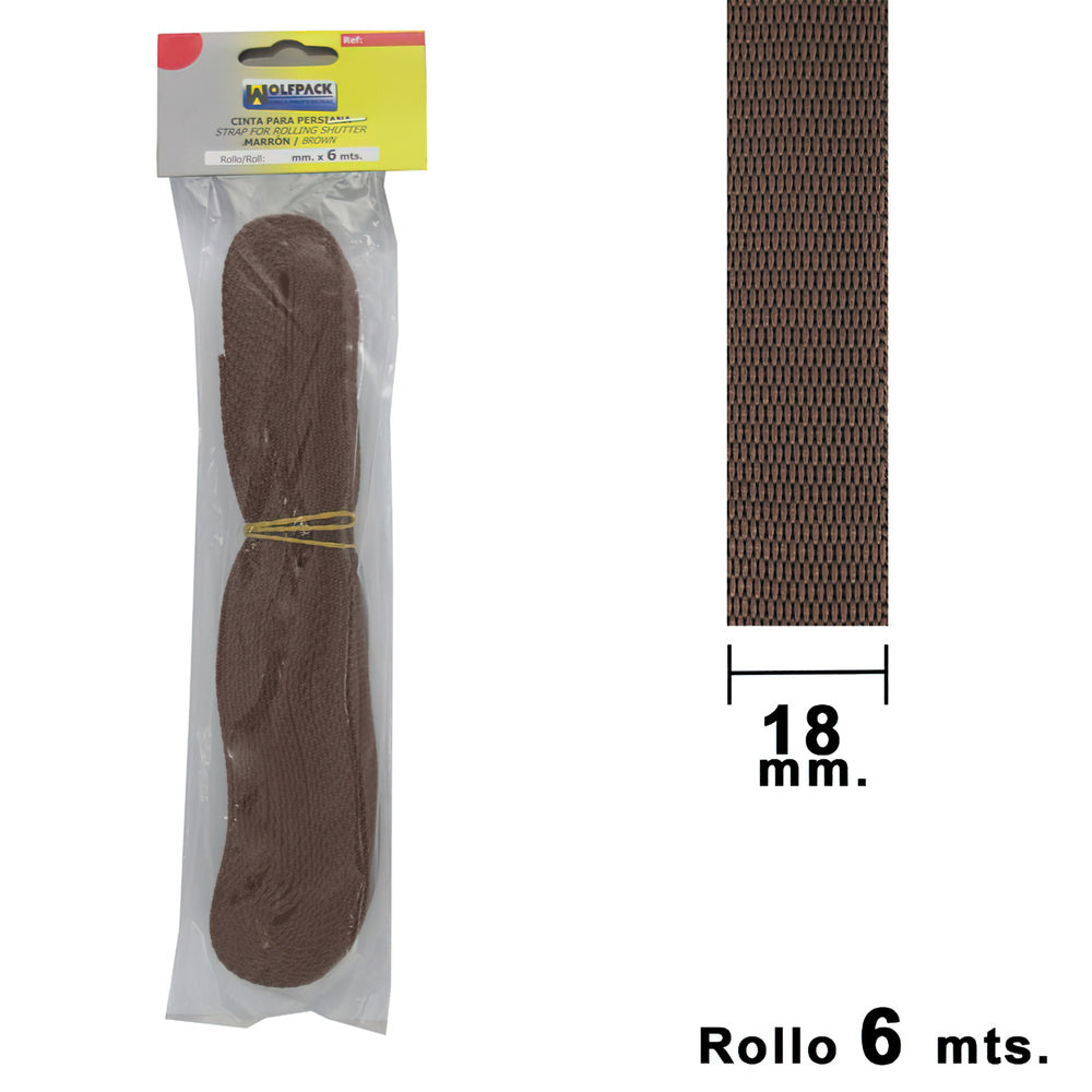 Wolfpack brown Venetian blind tape 18 mm roll 6 meters
