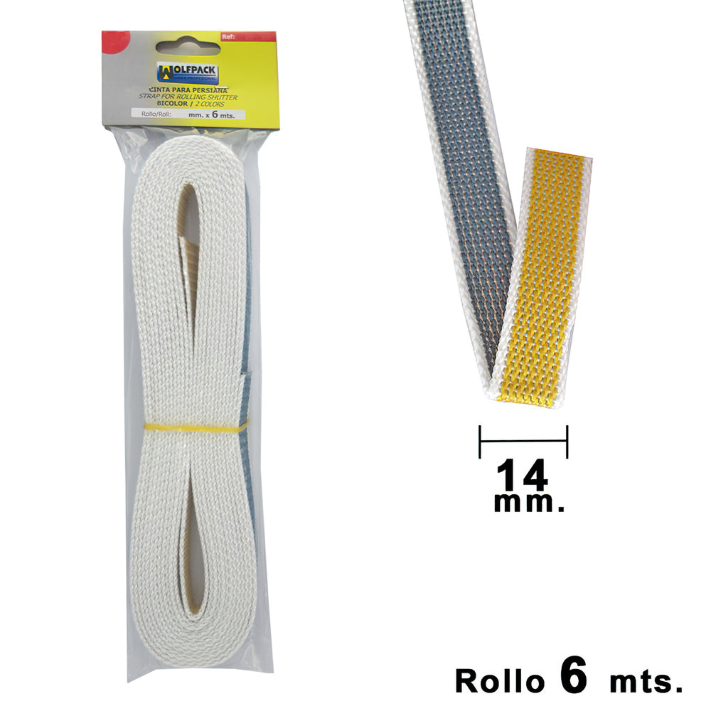Wolfpack two-tone Venetian blind tape 14mm roll 6 meters