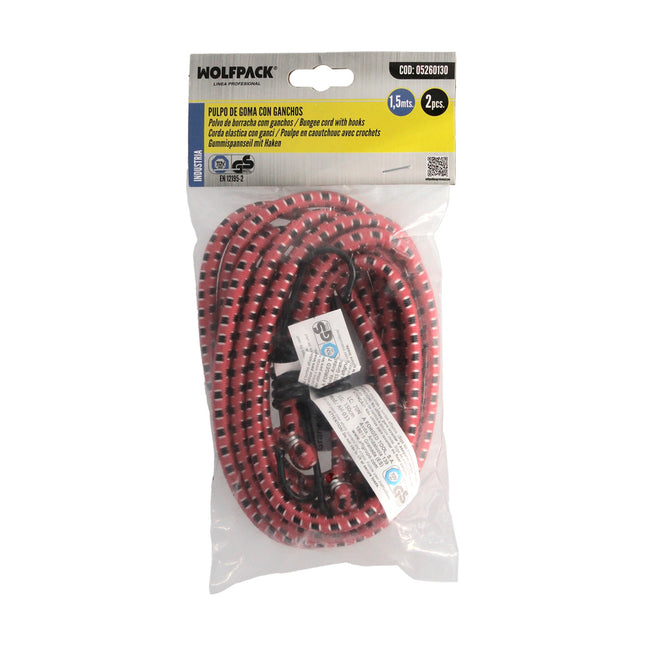 Pulpo de goma con ganchos 1,5 metros 2 unidades