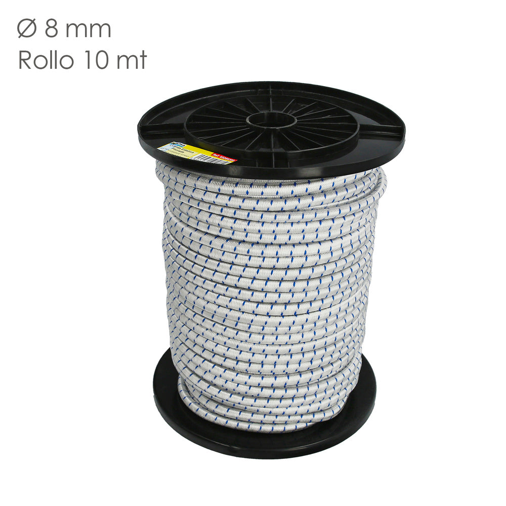 Cuerda elástica forrada    8 mm rollo de 100 metros