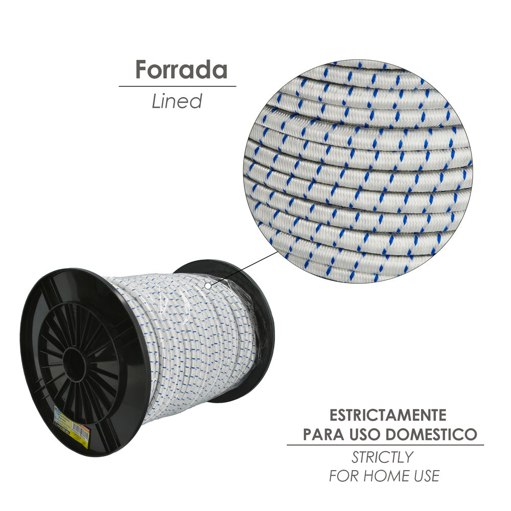 Cuerda elástica forrada   10 mm rollo de 100 metros
