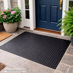 Rubber floor mat, circular pattern, 1.20x10 meters, 3 mm thick, black. Home use