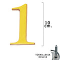 Numero latón "1" 10 cm con tornillería oculta (blíster 1 pieza)