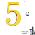 Número latão "5" 10 cm com fixação oculta (blister 1 peça)