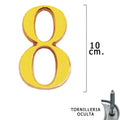 Número em latão "8" 10 cm com parafusos ocultos (blister 1 peça)