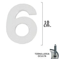 Metallic number "6" matte silver 10 cm with concealed fixings (blister 1 piece)