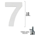 Número metálico "7" prateado mate 10 cm com ferragens ocultas (blister 1 unidade)