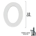 Número metálico "0" prateado mate 10 cm com ferragens ocultas (blister 1 peça)