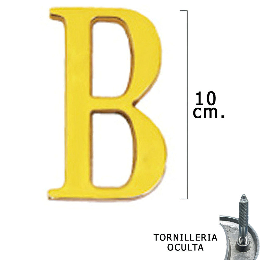 Brass letter "b" 10 cm with concealed fixings (1 piece blister pack)