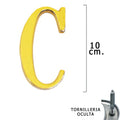 Letra latón "c" 10 cm con tornillería oculta (blíster 1 pieza)