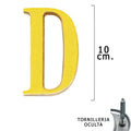 Letra latón "d" 10 cm con tornillería oculta (blíster 1 pieza)