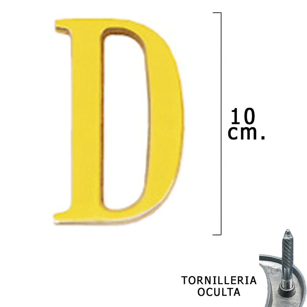 Brass letter "d" 10 cm with concealed fixings (blister 1 piece)