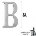 Letra metal "b" plateada mate 10 cm con tornillería oculta (blíster 1 pieza)